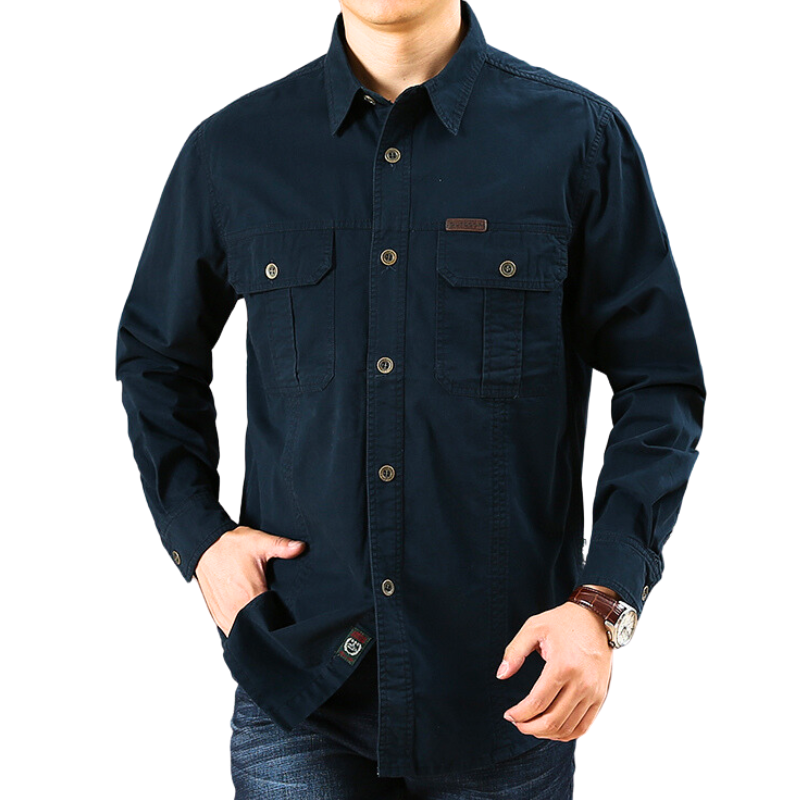 Camisa Standard Manga Longa - Azul